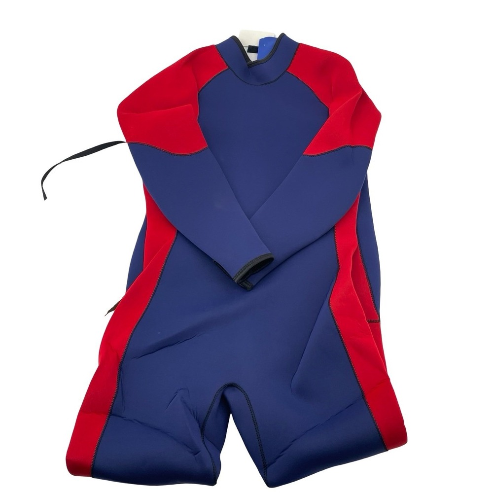 Unbranded Men's Wetsuit Full Body Navy Blue Red Neoprene Large